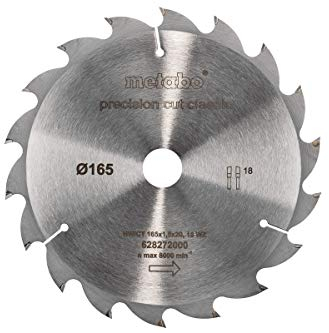 Metabo Lama per sega cordless cut wood - classic, 165 x 1,6/1,0 x 20 Z18 WZ 20° (628272000) diametro x larghezza di taglio x foro: 165 x 1,6 x 20 mm, materiale: HW/CT, numero di denti: 18