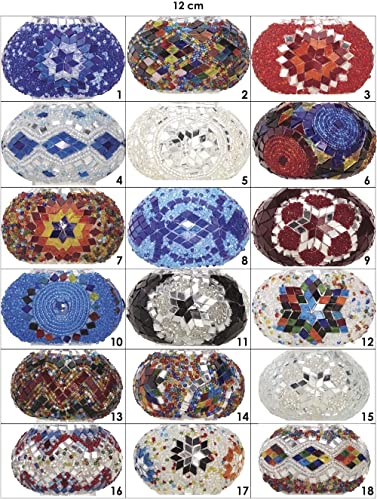 DEMMEX Abat-jour en verre mosaïque de rechange pour lampes marocaines turques, style Tiffany ovale coloré fait à la main, abat-jour coloré pour table, sol, plafond, lustres et suspensions