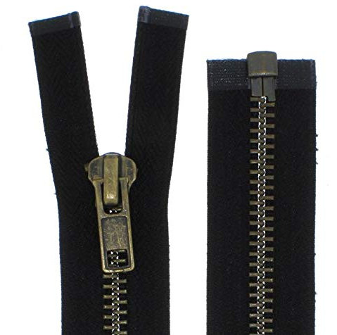 zipworld Reißverschluss Grob Metall Brüniert teilbar 8mm MBG schwarz-322 (30cm)