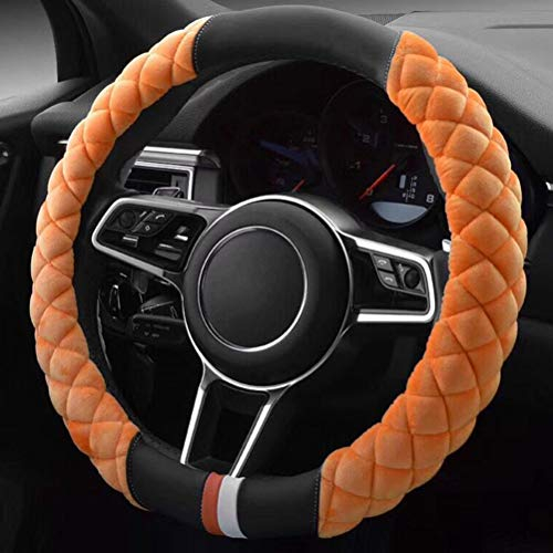 Auto Lenkradbezug Fall Winter Warm Plüsch Weich Set Waren Protector Universal Fell Rad Wohnaccessoires Orange