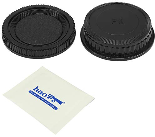 Haoge Kameragehäuse und Objektivdeckel für Pentax K PK Mount Kamera-Objektiv wie K-7, K-x, K-r, K-5, K-01, K-30, K-5II, K-5IIs, K-500, K-50, K-3, K-S1, K20D, K200D, K2000, K1000, K110D