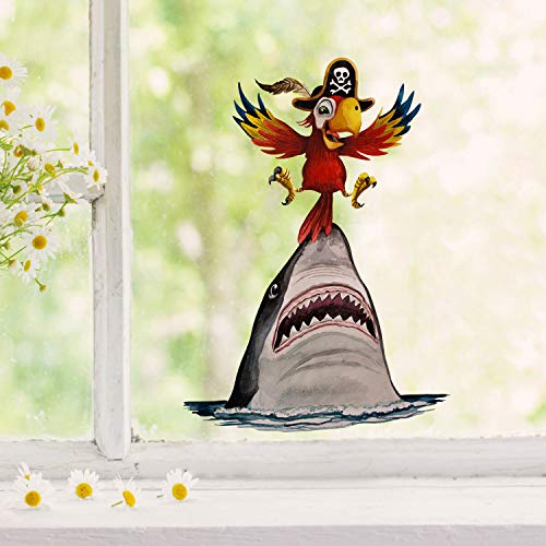 Fensterbild Hai Fisch Vogel Papagei -wiederverwendbar- Fensterdeko Fensterbilder Deko Dekoration Kinderzimmer bf71 ilka parey wandtattoo-welt®