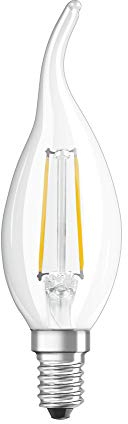 OSRAM Filament LED Lampe mit E14 Sockel, Warmweiss (2700K), Windstoß Kerze, 4W, Ersatz für 40W-Glühbirne, klar, LED Retrofit CLASSIC BA