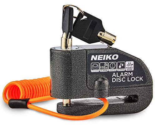 Neiko 52908A Cadenas à disque de roue avec alarme sonore 110 dB | Sécurité avec détecteur de mouvement antivol | Cadenas universel pour disques de frein pour motos, vélos, scooters et plus encore