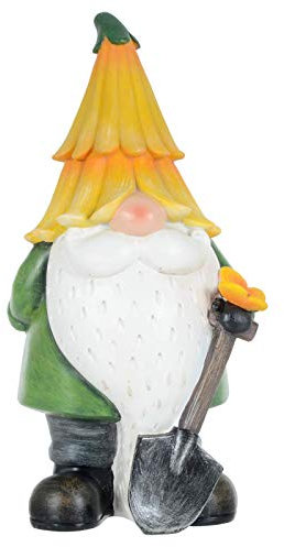 Garden Gnome Ornament Novelty Resin Standing Figure Patio Outdoor - Yellow Hat