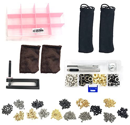 All Splendid 950 piezas 1/8 pulgadas cúpula clavos puntos remaches espárragos juego de herramientas de sujeción 1/4 pulgadas ojales de Metal de latón para manualidades ropa cinturones