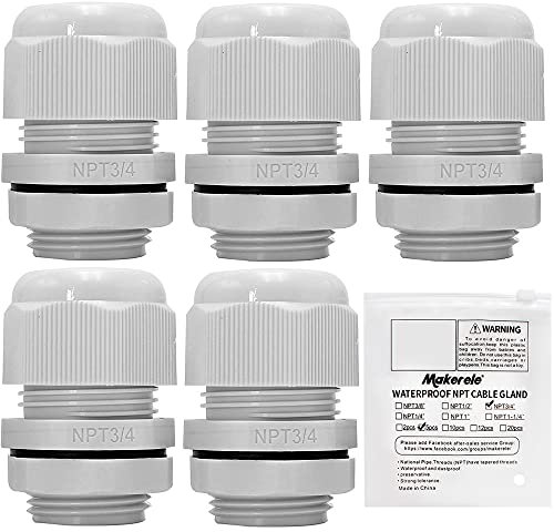 MAKERELE 5pcs Cable Glands Waterproof Adjustable 13-18mm Cable Connectors Plastic Cable Gland Joints Wire Protectors