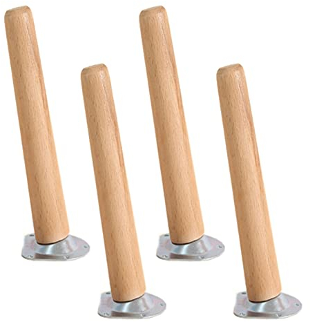 Jolan 4 Stück Tischbeine Holz, Schräge Möbelbeine, Buchensofabeine, Ersatzmöbelfüße Für Schränke, Esstische, Tischfüße, Möbelfüsse Mit Schrauben Und Montageplatten,Wooden-10cm/3.94in