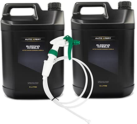 Auto Xpert Bleeding Wheels | 5 litre (2 Pack) With Long Hose Trigger Sprayer | Fast Acting Car Alloy Wheel Cleaner | Extreme Iron Contamination Fallout Remover | pH Neutral | Safe on All Surfaces