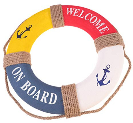Happyyami Home Accessories Hanging Lifebuoy Ornaments Nautical Decorations for Home Wall Decor Life Saving Ring with Rope for Balcony Welcome on Board Life Ring Decoration Decor