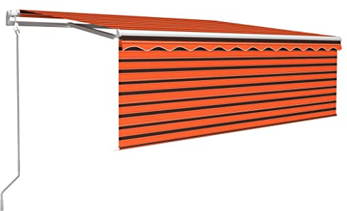 vidaXL Markise Automatisch Einziehbar mit Volant 4,5x3m Orange & Braun