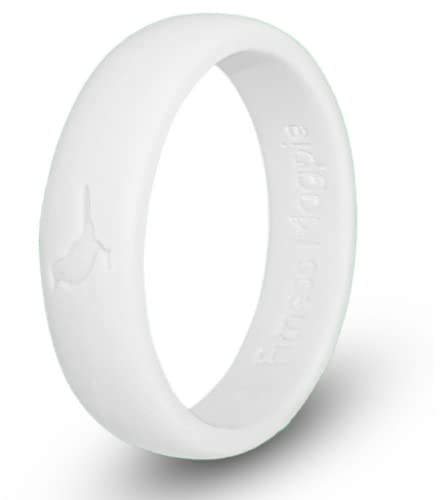 Comfortable Womens Silicone Ring, Modern Wedding Rings for Women, Hypoallergenic, Breathable, Non-Toxic, Flexible & Safe for Your Fingers, Outdoor Activities, Sports, Extreme Adventures. White. (5)
