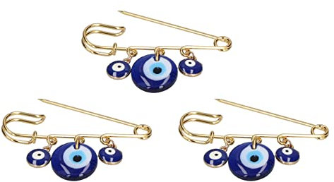 3 Stück Türkei Evil Eye Pin, Blue Eye Anhänger Golden Pins Tiny Anstecknadel Broschen Schmuck für Männer FrauenBroschen & Anstecknadeln