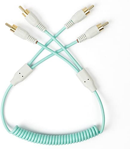 Cable de audio Candycord por myVolts, LR RCA a LR RCA, rizado de 40 cm a 50 cm, color verde menta