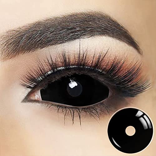 Lentes de Contacto VIP Dos lentillas Sclera 22 mm Negro Blanda Anual Cubren todo el ojo!