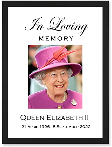 Artery8 In Loving Memory Her Majesty Queen Elizabeth II Portrait Artwork Framed Wall Art Print A4