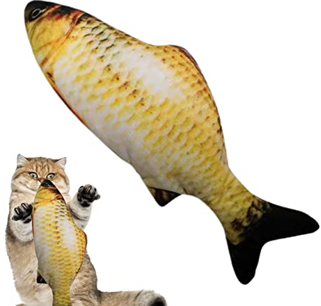 Pomurom Beweglicher Fisch Katzenspielzeug,Elektrisch bewegliches Fisch-Katzenspielzeug mit Katzenminze-Beutel - Flopping Fish Cat Dog Toy, Wiggle Fish Toy, Floppy Kitten Toy, Interaktives Spielzeug