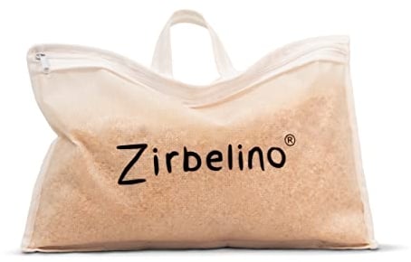 ZIRBELINO Sauna-Zirbenkissen mit Henkel - 20x30cm - SPEZIAL-FÜLLUNG mit sehr harzreichen Zirbenspänen - für Badezimmer, Kleiderschrank und Sauna