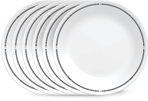 Corelle 6-Piece 8.5 Lunch Round Plates, Vitrelle Triple Layer Glass, Lightweight Round Plates, Salad Plates, Chip and Scratch Resistant, Microwave and Dishwasher Safe, Brasserie