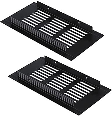 Griglia di ventilazione da 80 mm, in lega di alluminio, per bocchette d'aria nera, griglia di ventilazione per cucina, plinto armadio, 2 pezzi [80 mm x 150 mm]