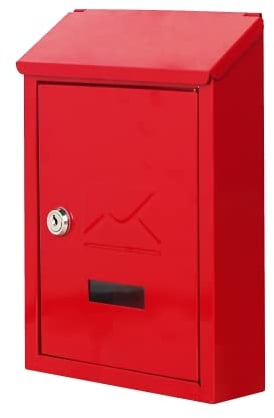 ACL Red Post Box - Wall Mounted Mailbox - Weatherproof And Durable Letterbox - Stylish Design Lockable Mail Box - Solid Construction - Ideal for Securing Letter and Parcels