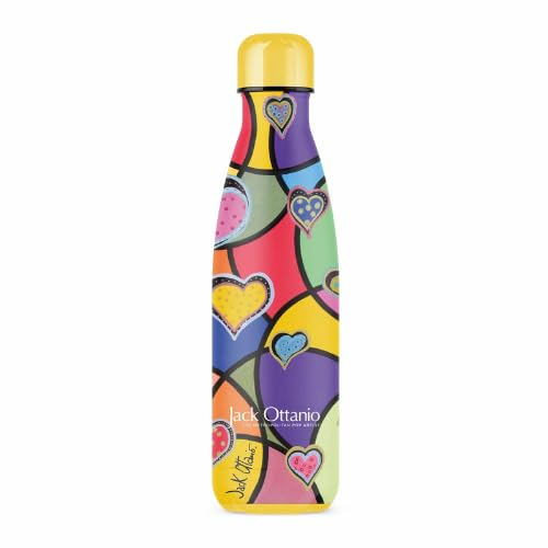 IZY Trinkflasche, 46 Hearts of Diamonds, Wasserspende, Thermoskanne, Wasserflasche, Thermobecher, BPA-frei, Trinkflasche aus rostfreiem Stahl, Heiß oder kalt für 12 Stunden, 500 ml