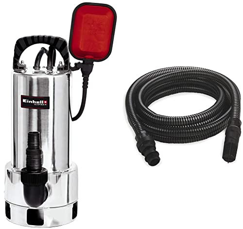 Einhell GC-DP 9035N Clean/Dirty Water Pump | 900W Stainless Steel Submersible Pump, 18,000 L/H & 4173635 Suction Hose for Water Pumps Diameter Plastic Tube with Male and Female Adaptors |
