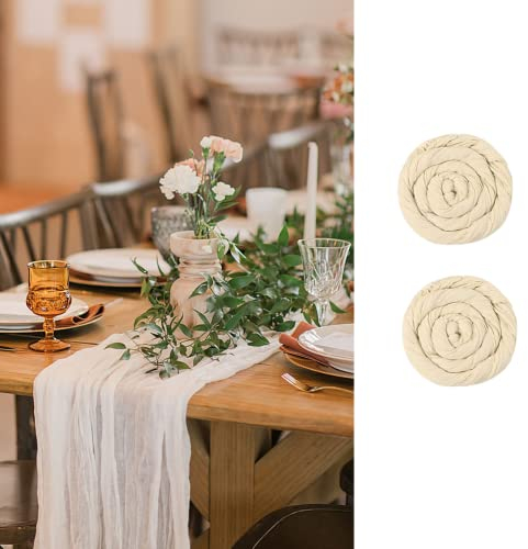 UIYIHIF Seihtuch-Tischläufer, lang, rustikaler Gaze-Tischläufer, romantisch, halbtransparenter Stoff, Tischdecke für Boho-Hochzeit, Lauben, Dekoration, Geburtstagsparty, Beige, 90 x 400 cm