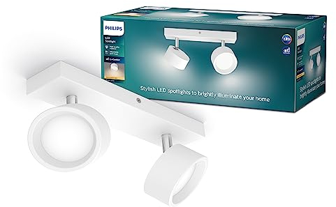 Philips Barra de Iluminación Bracia, con 2 Focos, 5.5W, 550 lm Luz Blanca Cálida 2700k, Blanco
