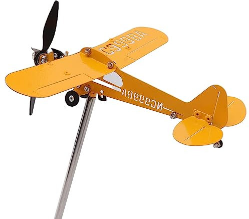 Piper J3 Cub Flugzeug, 3D Garten Metall Flugzeug Dekoration für Gärten, Terrasse, Rasen (L)