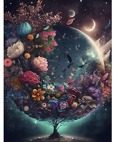 MOGTAA Baum des Lebens Diamond Painting Erwachsene, 5D Blumen Diamant Painting Bilder für Erwachsene Anfänger, DIY Diamond Art Landschaft Diamant Malerei Bilder für Home Dekor 30x40cm