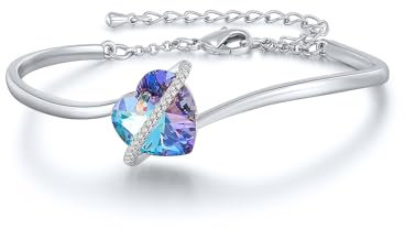 GEORGE · SMITH Bracciale Placcato Argento Infinity Cuore Cristallo Bracciale per Donne Ragazze Gioielli Compleanno Natale Regalii San Valentino per Mamma Moglie (Viola)