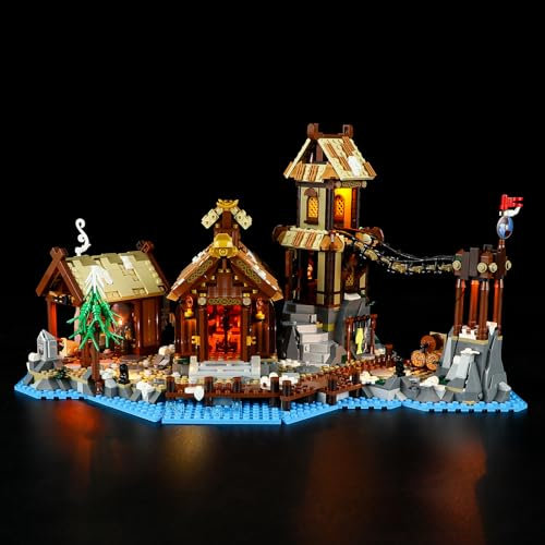 GEAMENT LED Licht-Set Kompatibel mit Lego Wikingerdorf (Viking Village) - Beleuchtungsset für Ideas 21343 (Modell-Set Nicht enthalten)