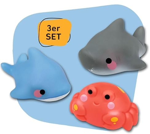 moses. 3er-Set Leuchtende Badetiere, Badewannenspielzeug-Set für Kinder ab 4 Monaten, Krebs, Hai, Delfin, als Spielzeug zum Baden und Planschen …