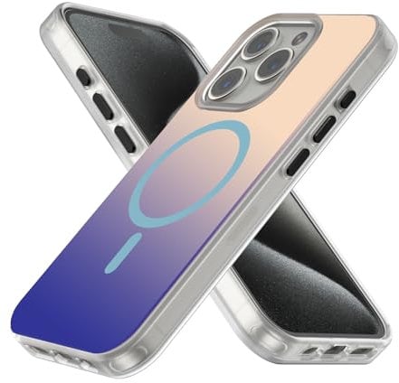AUROX Magnetic Case for iPhone 15 Pro Case, Compatible with MagSafe, Shockproof Military-Grade Protection Phone Case, Iridescent Translucent Matte Slim Protective Phone Cover, Gradient Blue