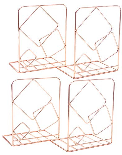 Wresetly 4 StüCk Dekorative Draht Metall BuchstüTzen Kunstbuch StäNder für Geometric Design Book End