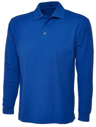 COOZO Mens Long Sleeve Polo Shirt - Royal - XL