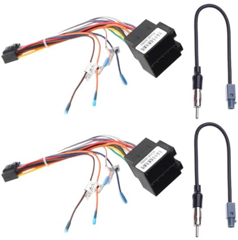 Xiatiaosann 2 Pcs 16 Pin ISO Standard Car Stereo Radio Wiring Harness Plug Connector Power Supply Cable Wiring Universal Accessory Wires for Automotive Android Applications