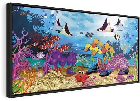 murando - Bilder mit Rahmen Unterwasser-Spiel 120x60 cm Wandbilder groß Leinwandbild XXL schwarzer Holzrahmen modern Wanddekoration Kunstdruck Wanddeko Wohnzimmer Schlafzimmer e-C-0064-b-a