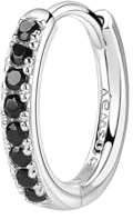 Brosway FANCY Creolen für Damen – Ohrringe aus Edelstahl mit schwarzen Zirkonia, Silber/Schwarz, 1,4 cm, FMB85
