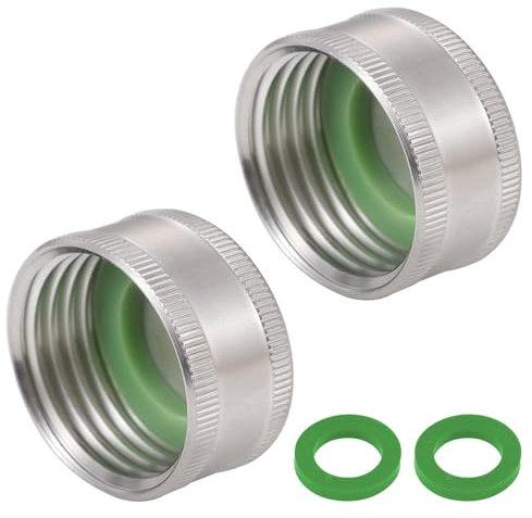 SNUTUYA 3/4 Garden Hose Caps And Plugs，304 Stainless Steel Hose Bibb cap ，3/4 Garden Hose End Cap，Female Hose Cap ，2 Pcs