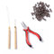 Hair Extensions Tools Kit with 200pcs Silicone Nano Beads Links,Professional Tools Hair Extension Pliers and Loop Threader for Extending Hair Wearing Feather Accessories Barber or Diy (Brown)