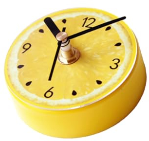 TOPPERFUN Zitronenmagnetuhr Runde Kühlschrankaufkleberuhr Mit Fruchtmuster Kühlschrankuhrmagnet Wanduhr Nachrichtenaufkleber Kunststoff Aa-batteriebetrieb Nicht Enthalten Magnete Für Kühlsch