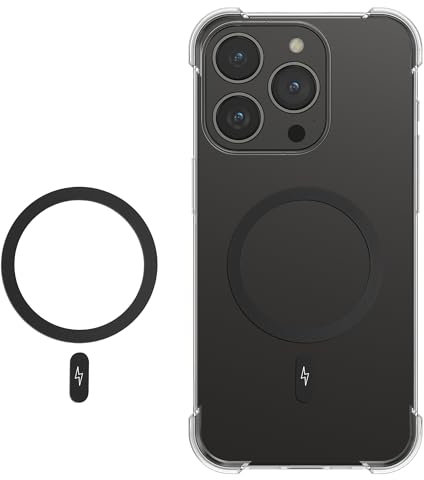 kwmobile 2x Wireless Charging Metal Rings - Adhesive Metal Ring - Set Compatible with MagSafe iPhone Samsung Google Pixel - Black