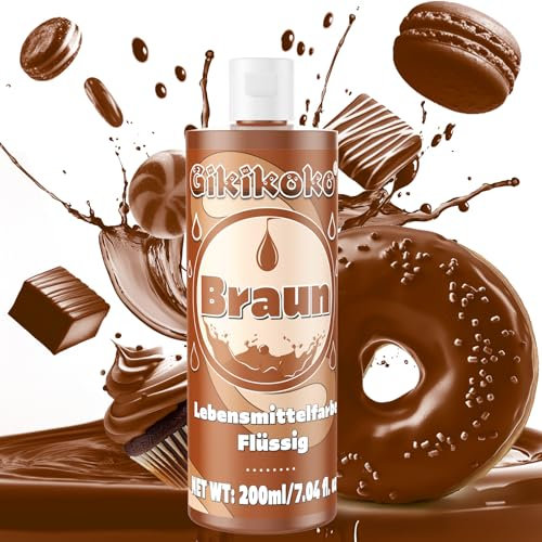 Lebensmittelfarbe - Gikikoko 200ml Lebensmittelfarbe Flüssig Hoch Konzentriert, Lebensmittelfarben, Food Coloring für Backen, Macaron, Cake, Jello, Fondantieren, Kuchen, DIY Slime (Braun)