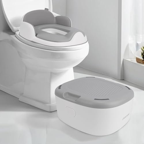 Bebamour Pot de voyage pour les enfants, siège de toilette pliable pour les enfants, pot d'apprentissage portable pour la voiture, avec 32 couches de pot, sac de transport pour le portage,Grey
