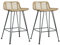 Sufrk Barhocker 2 STK. Rattan Natur Barhocker Outdoor Barstuhl-Set Hocker 2er Set