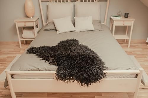 Tannery Sheepskin Schaffell Natürliche Schwarz isländische lockig Teppiche, Amazing Schaffell, Schafsleder, Schafsleder Bereich, Teppiche, Teppich, Teppiche Lange Wolle (ca.100cm)