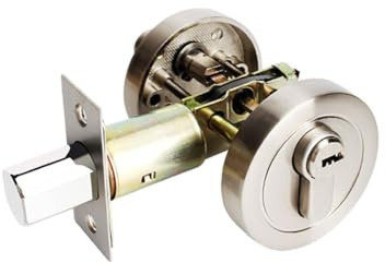 Serrure à cylindre simple avec clé, serrures de porte modernes, serrure de porte sans poignée, en alliage de zinc, argenté
