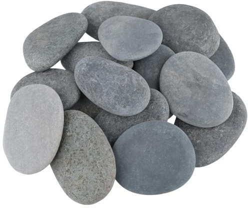 MUKSEUT 30 PCS 8-10cm / 3-4 Inch Grey Flat Painting Stone Pebbles, Natural Beach Pebbles, Stones for Arts Crafts Painting Garden Decorative